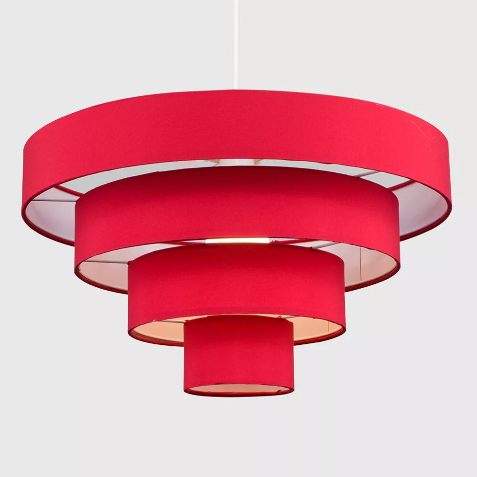 Easy fit ceiling shade in red tiered design


