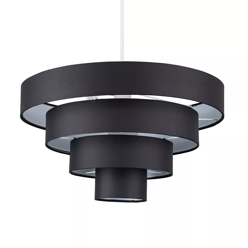 Tiered red pendant lamp cover for hallways

