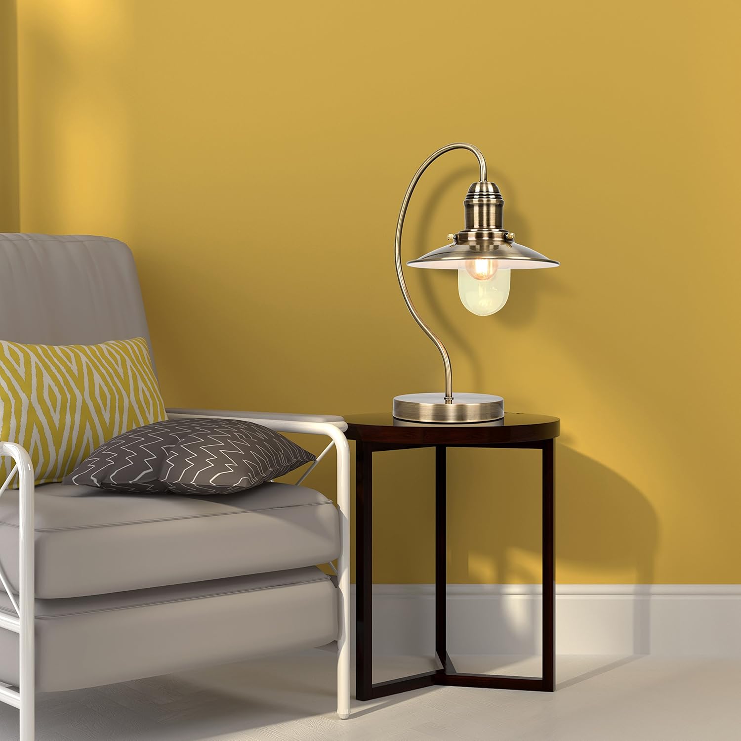 Modern Antique Brass Touch Table Lamp with Glass Shade | Elegant Home Décor Essential | Includes 5W LED Bulb [3000K Warm White]