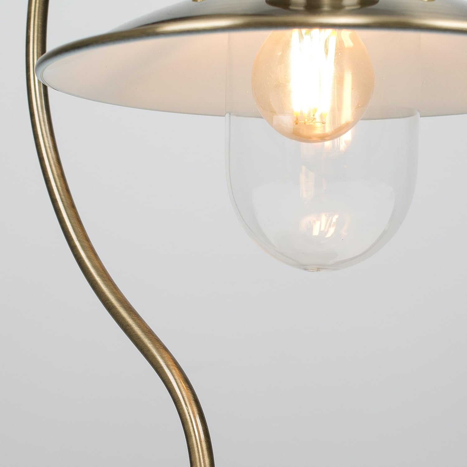 Modern Antique Brass Touch Table Lamp with Glass Shade | Elegant Home Décor Essential | Includes 5W LED Bulb [3000K Warm White]