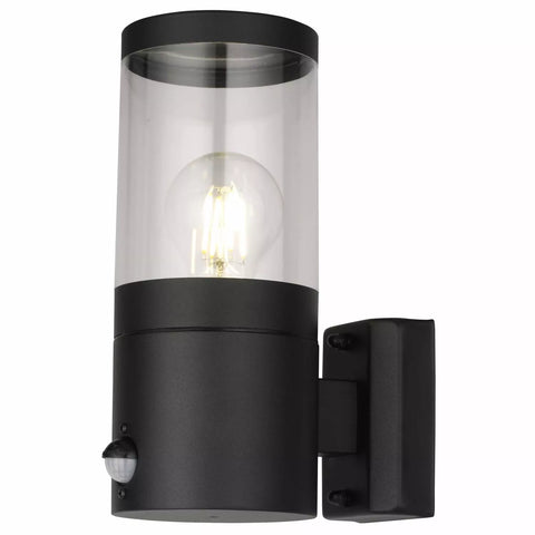 Close-up of black modern PIR sensor light


