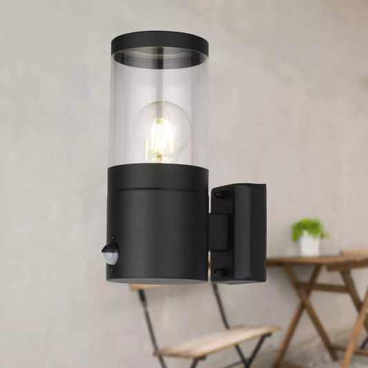 Modern Black Outdoor Porch PIR Motion Sensor Wall Light IP44 Security Light