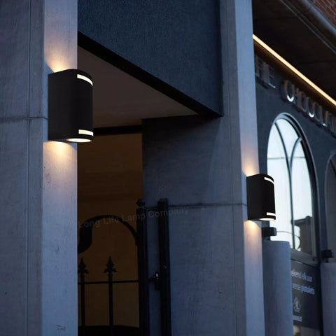 Contemporary black up-down wall light for patio

