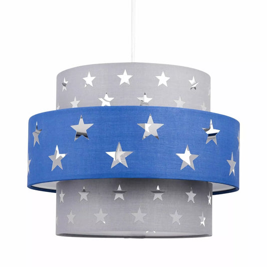 Modern Blue and Light Grey Cut Out Star Design Ceiling Light Shade | Pendant Lights, Home Décor & Improvement Essential
