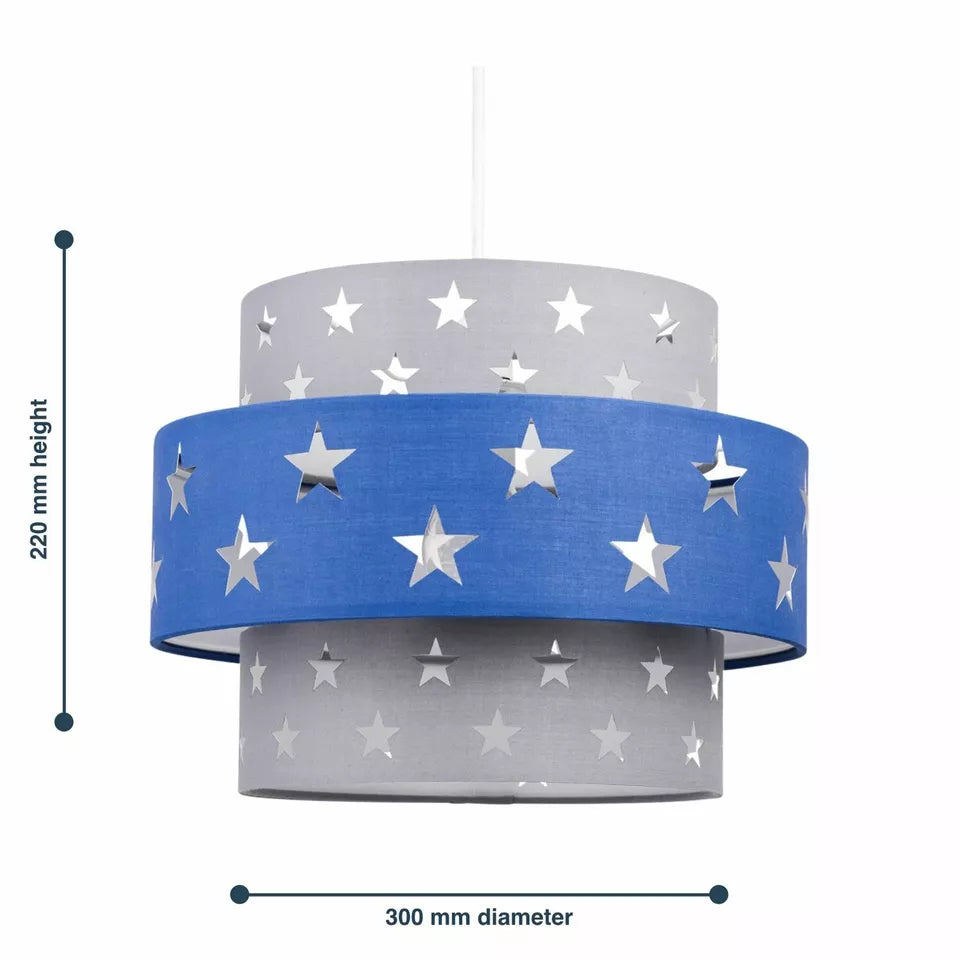 Modern Blue and Light Grey Cut Out Star Design Ceiling Light Shade | Pendant Lights, Home Décor & Improvement Essential
