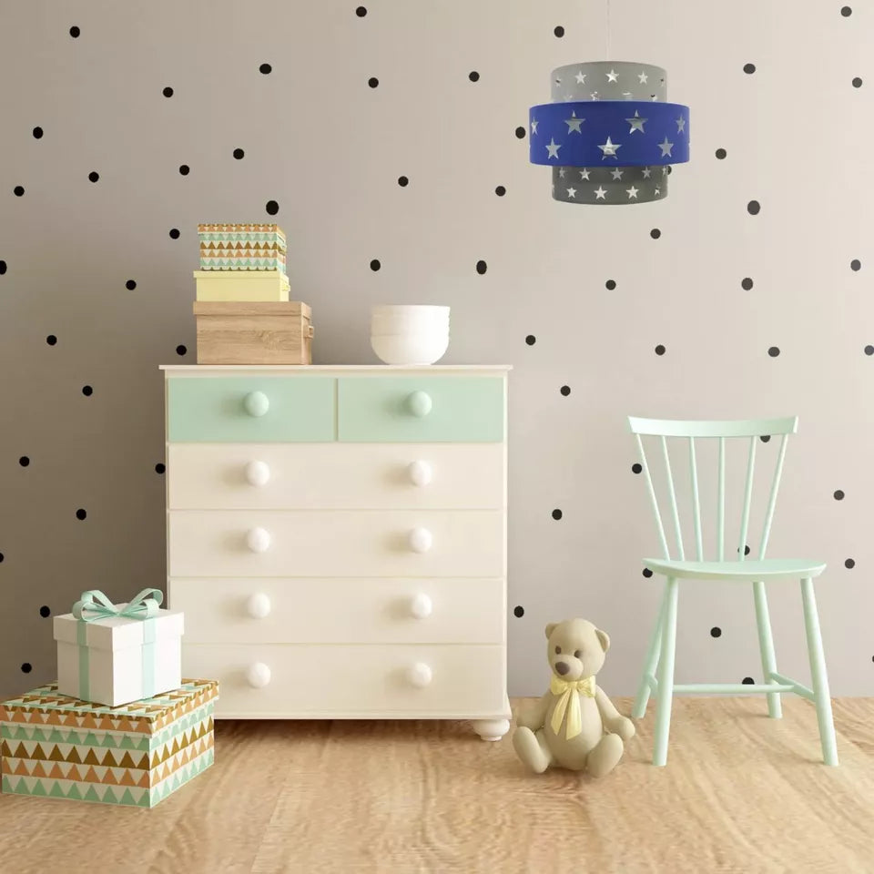Modern Blue and Light Grey Cut Out Star Design Ceiling Light Shade | Pendant Lights, Home Décor & Improvement Essential
