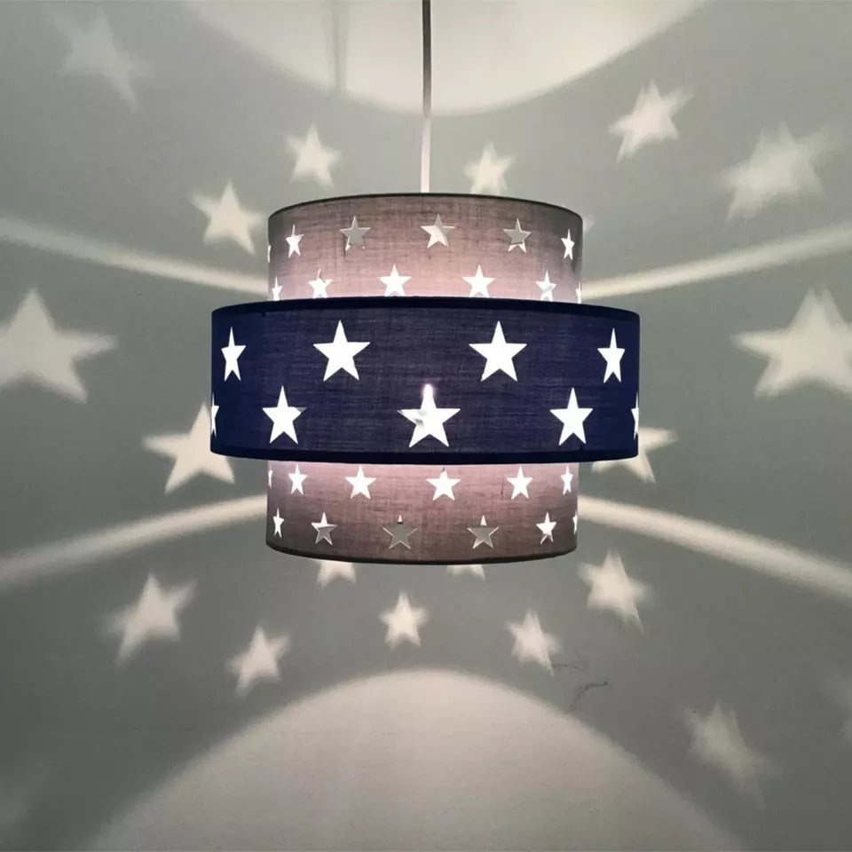 Modern Blue and Light Grey Cut Out Star Design Ceiling Light Shade | Pendant Lights, Home Décor & Improvement Essential

