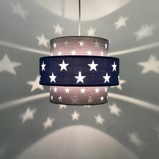 Modern Blue and Light Grey Cut Out Star Design Ceiling Light Shade | Pendant Lights, Home Décor & Improvement Essential

