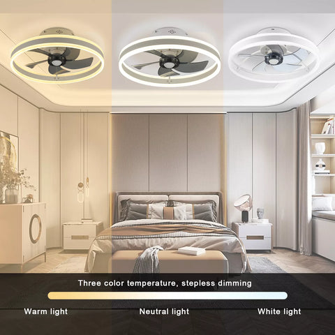 Modern Ceiling Fan with Light,Mute LED Dimmable Ceiling Fans with Remote Control,6 Speeds Reversible 60W Contemporary Ceiling Fan for Bedroom,Study Room,Dining Room
