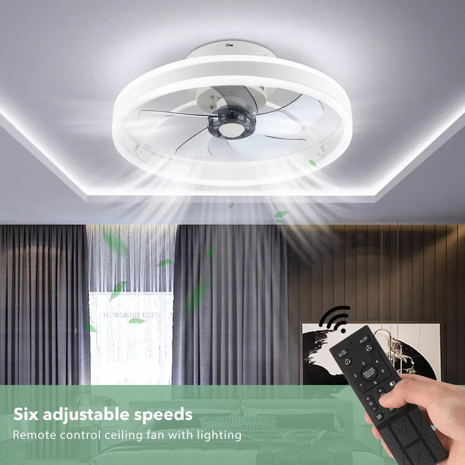 Modern Ceiling Fan with Light,Mute LED Dimmable Ceiling Fans with Remote Control,6 Speeds Reversible 60W Contemporary Ceiling Fan for Bedroom,Study Room,Dining Room
