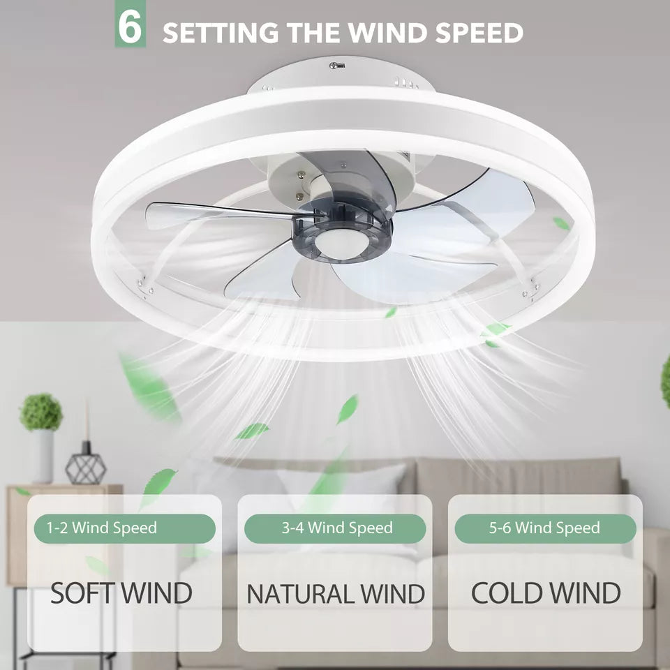 Modern Ceiling Fan with Light,Mute LED Dimmable Ceiling Fans with Remote Control,6 Speeds Reversible 60W Contemporary Ceiling Fan for Bedroom,Study Room,Dining Room
