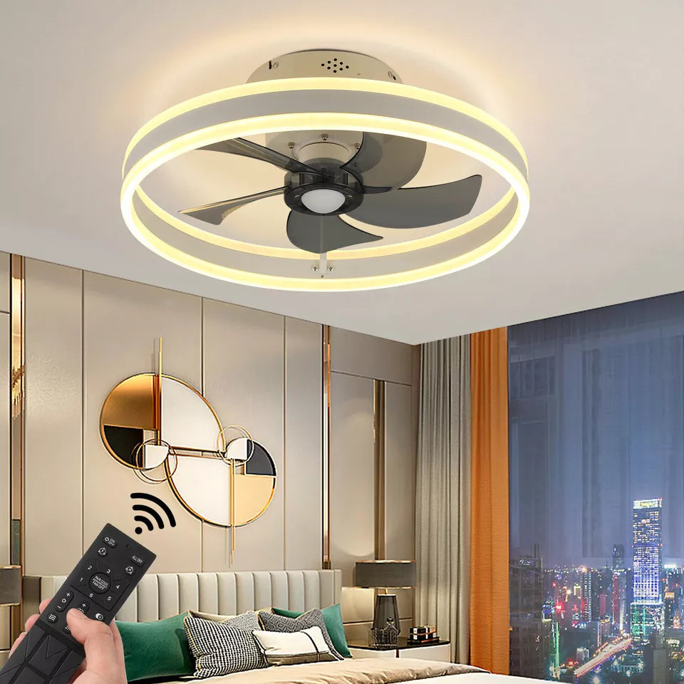 Modern Ceiling Fan with Light,Mute LED Dimmable Ceiling Fans with Remote Control,6 Speeds Reversible 60W Contemporary Ceiling Fan for Bedroom,Study Room,Dining Room
