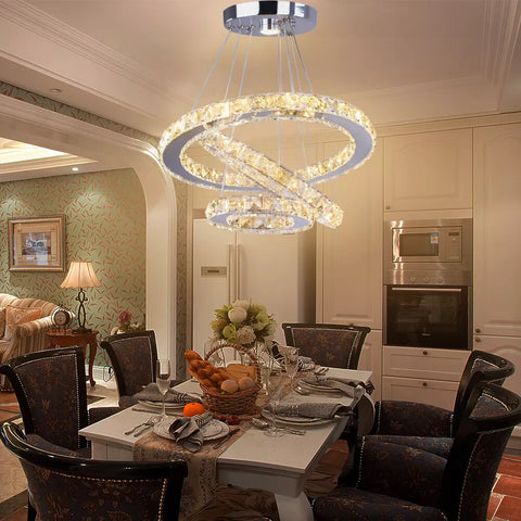 Mounted crystal pendant in a modern hallway


