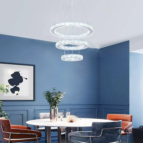 Chandelier lit with warm white bulb


