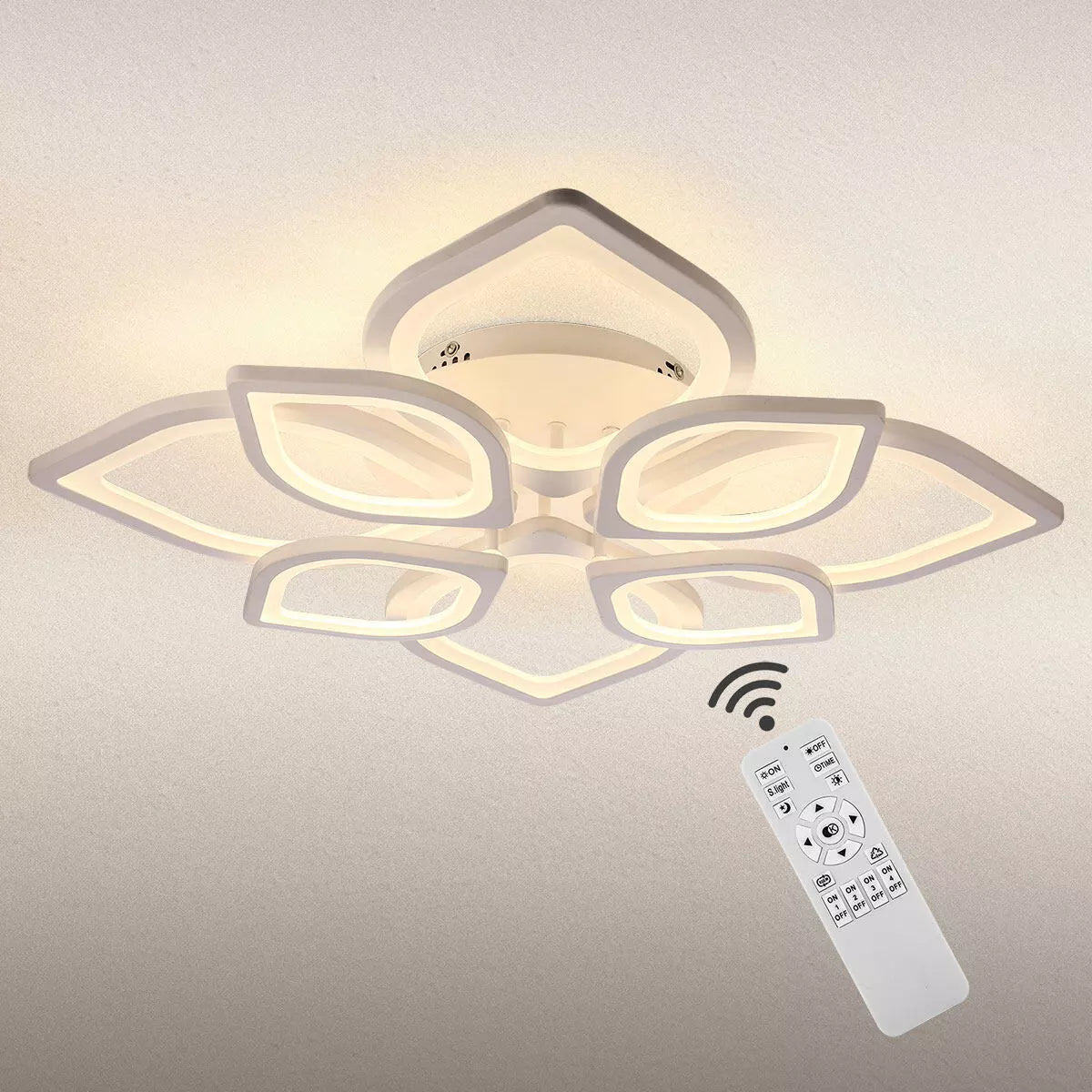 Modern Chandelier LED Lamp – White Frame Ceiling Light for Living Room & Stylish Home