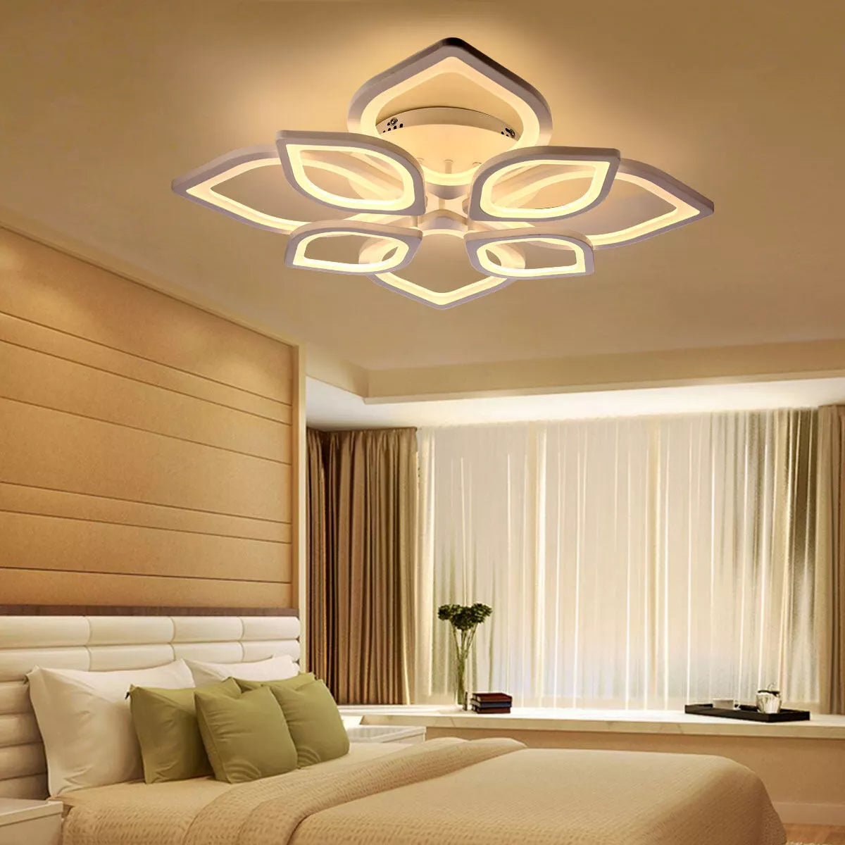 Modern Chandelier LED Lamp – White Frame Ceiling Light for Living Room & Stylish Home