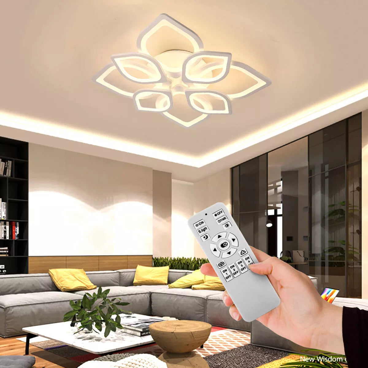Modern Chandelier LED Lamp – White Frame Ceiling Light for Living Room & Stylish Home