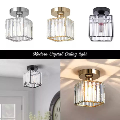 Modern crystal semi flush mount ceiling light fixture – UK interior

