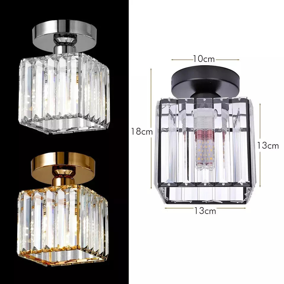 Elegant crystal ceiling light close-up view

