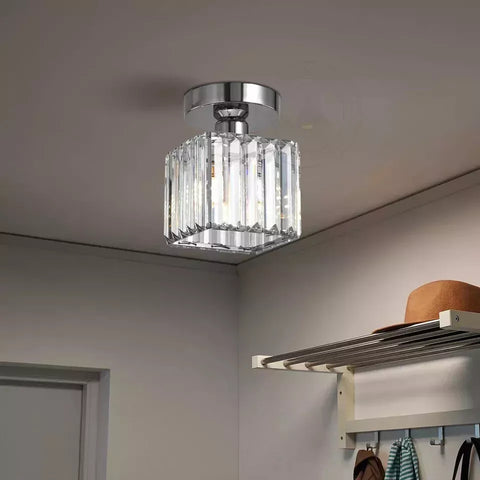 Decorative ceiling light in bedroom setting


