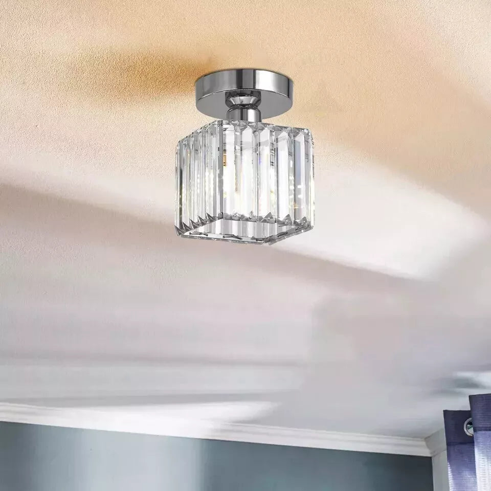 Close-up of crystal detail on modern ceiling light


