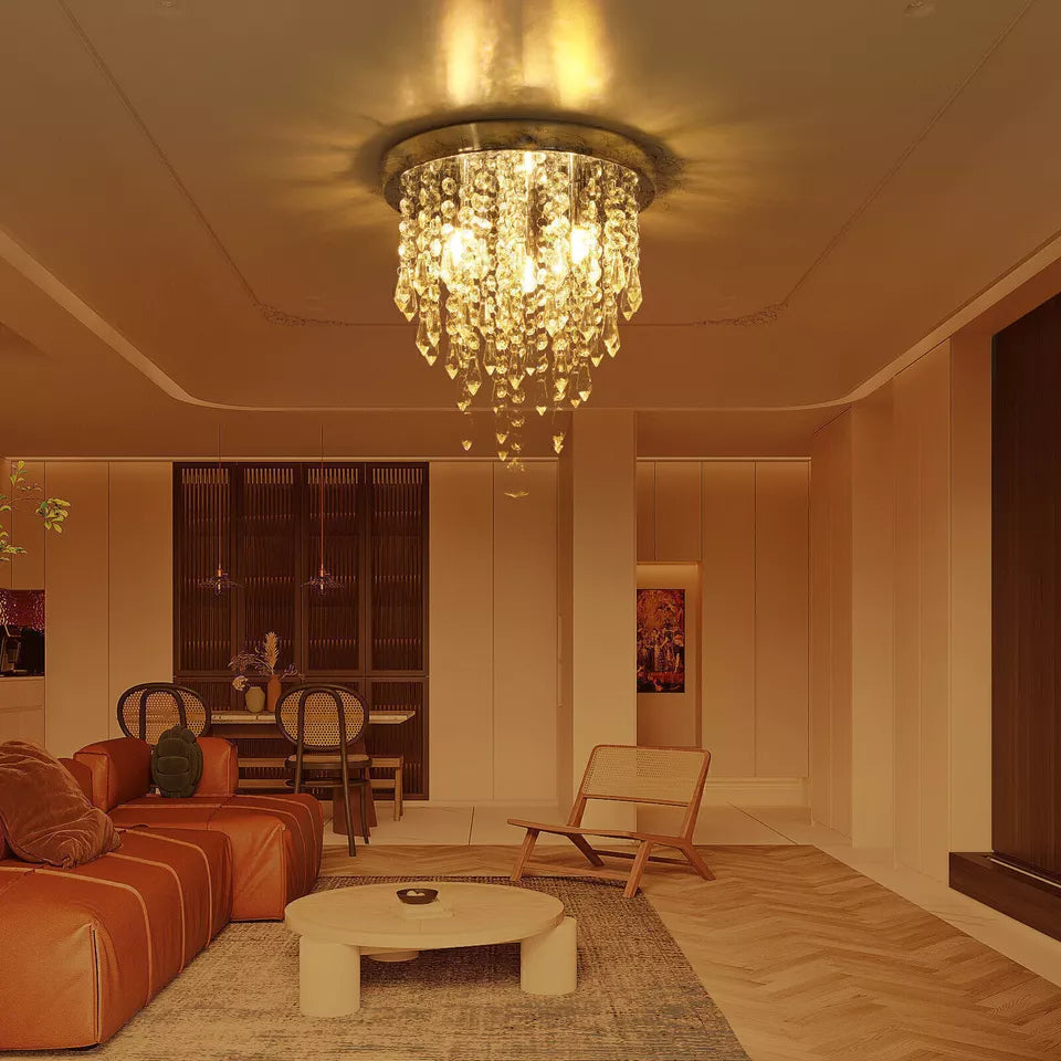 Modern Crystal Chandelier for Living Room: Elegant Design Crystal Ceiling Lamp for Bedroom Hallway Kitchen - Silver Crystal Ceiling Light for Ceiling - G9 Head Crystal Lamps
