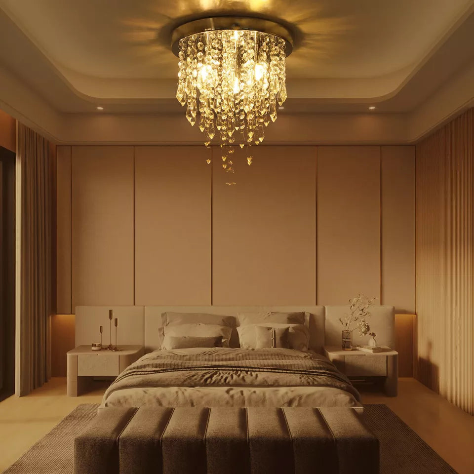 Modern Crystal Chandelier for Living Room: Elegant Design Crystal Ceiling Lamp for Bedroom Hallway Kitchen - Silver Crystal Ceiling Light for Ceiling - G9 Head Crystal Lamps
