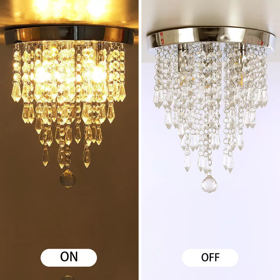 Modern Crystal Chandelier for Living Room: Elegant Design Crystal Ceiling Lamp for Bedroom Hallway Kitchen - Silver Crystal Ceiling Light for Ceiling - G9 Head Crystal Lamps
