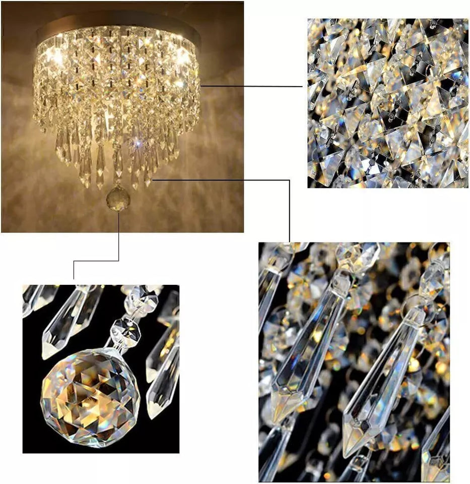Modern Crystal Chandelier for Living Room: Elegant Design Crystal Ceiling Lamp for Bedroom Hallway Kitchen - Silver Crystal Ceiling Light for Ceiling - G9 Head Crystal Lamps

