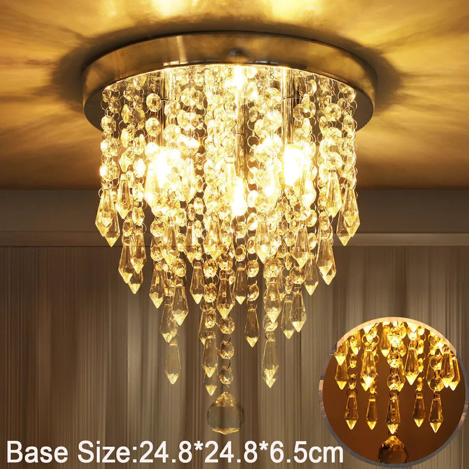 Modern Crystal Chandelier for Living Room: Elegant Design Crystal Ceiling Lamp for Bedroom Hallway Kitchen - Silver Crystal Ceiling Light for Ceiling - G9 Head Crystal Lamps
