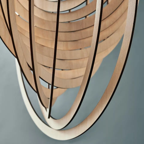 Natural wood droplet light shade for living room
