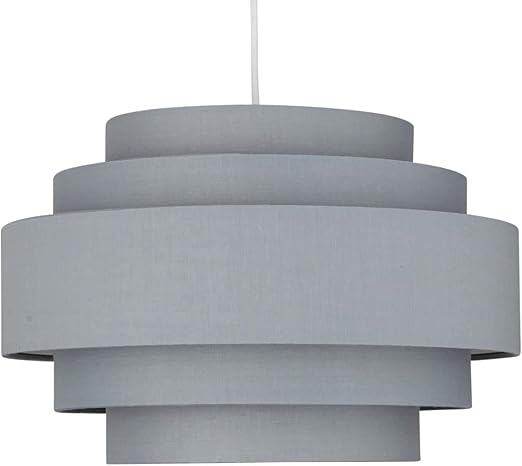 Close-up of tiered grey ceiling shade design