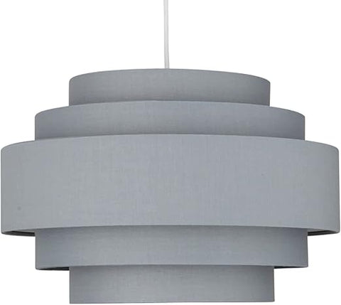 Close-up of tiered grey ceiling shade design