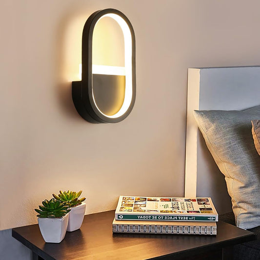 Modern Interior Decoration LED Wall Light, Dimmable Wall Light, 3 Colours Wall Light, Creative Wall Light for Bedroom Nightstand Reading Room Living Room (Black)