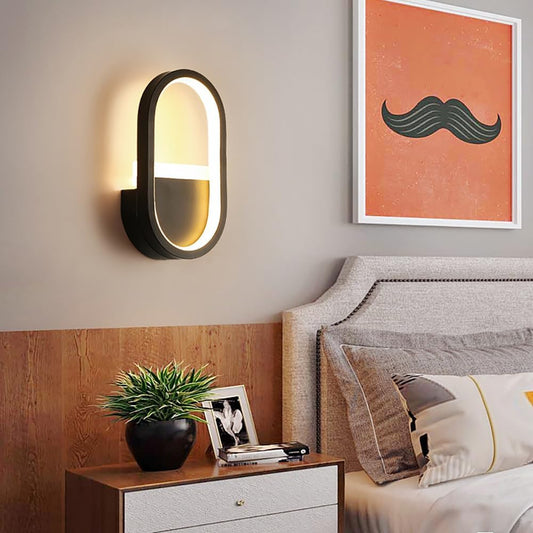 Modern Interior Decoration LED Wall Light, Dimmable Wall Light, 3 Colours Wall Light, Creative Wall Light for Bedroom Nightstand Reading Room Living Room (Black)