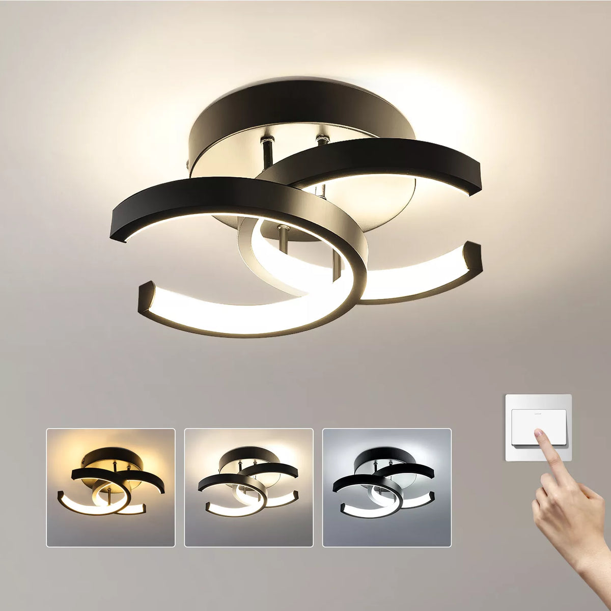 Modern 18W Black Dimmable LED Ceiling Light in UK - Shop Now!
