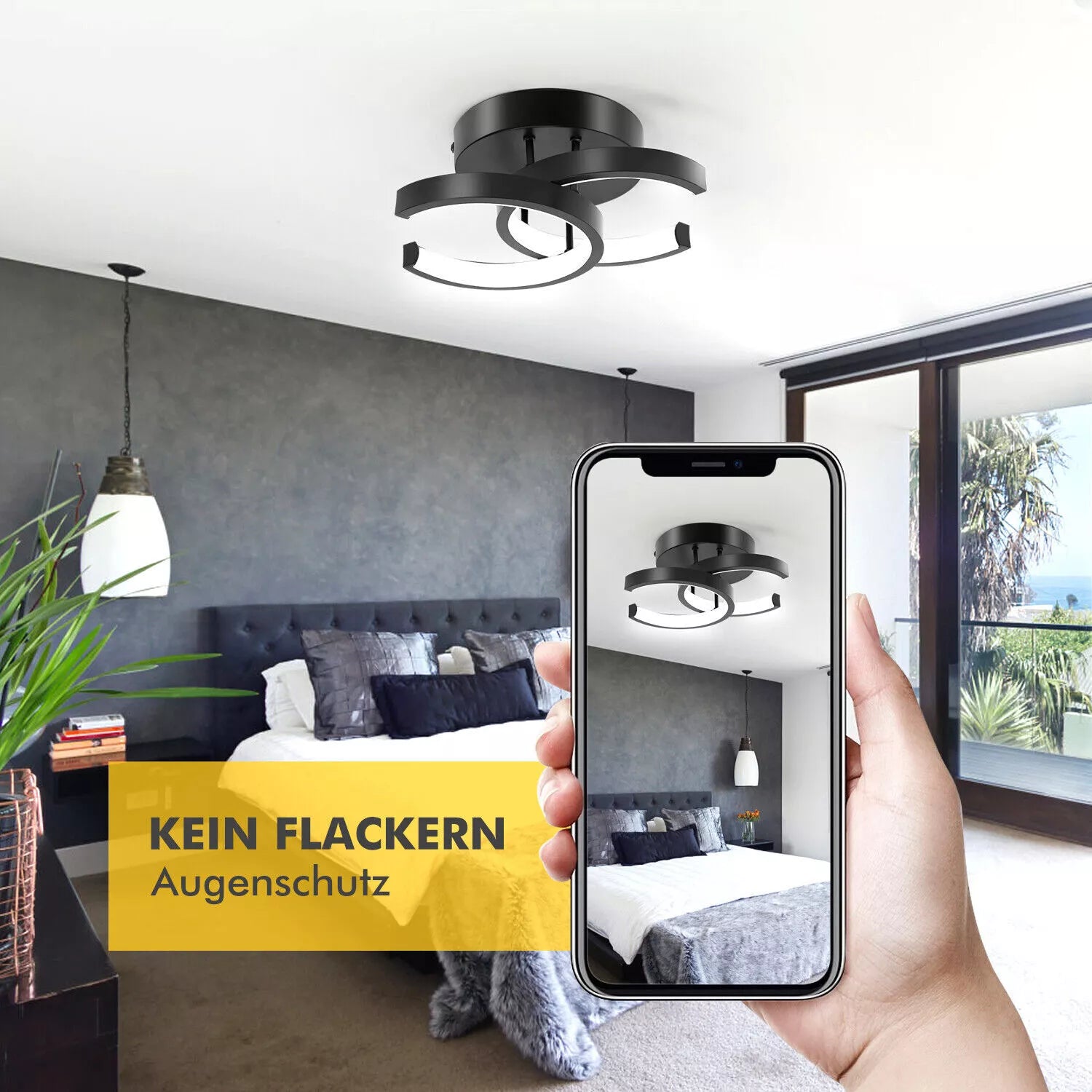 Modern 18W Black Dimmable LED Ceiling Light in UK - Shop Now!