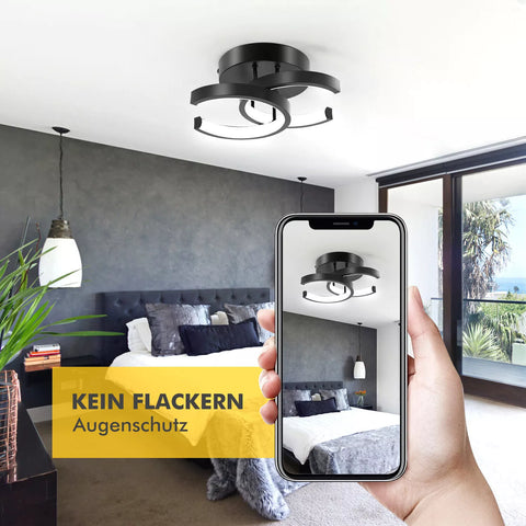 Contemporary 18W LED ceiling light matte black UK


