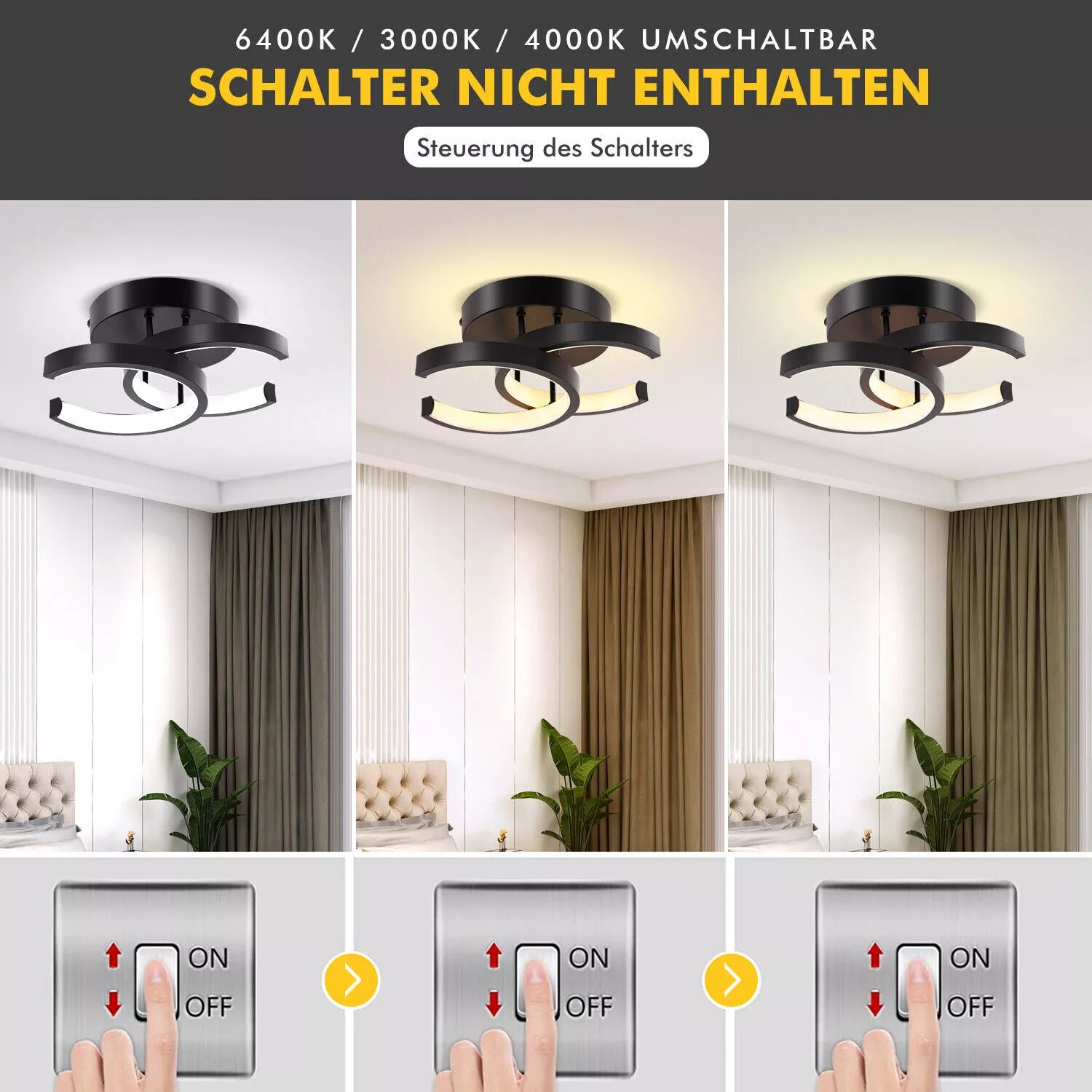 Modern 18W Black Dimmable LED Ceiling Light in UK - Shop Now!