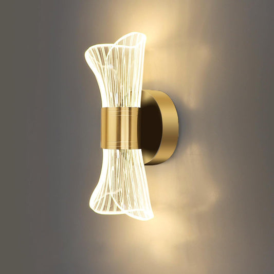 Modern LED Wall Lamp, Golden Color Hourglass Shaped Acrylic Wall Sconce, 10W Acrylic Wall Light for Bedside Bedroom Living Room Hallway Wall Lighting 3 Color Temp Adjustable