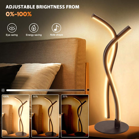 Modern LED desk lamp with adjustable brightness in a bedroom setting