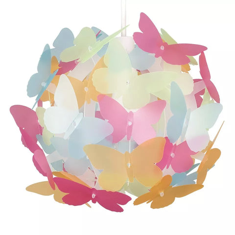 Easy fit ceiling lampshade with colourful butterflies

