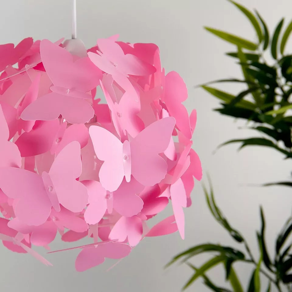 Children’s pendant ceiling shade with acrylic butterflies

