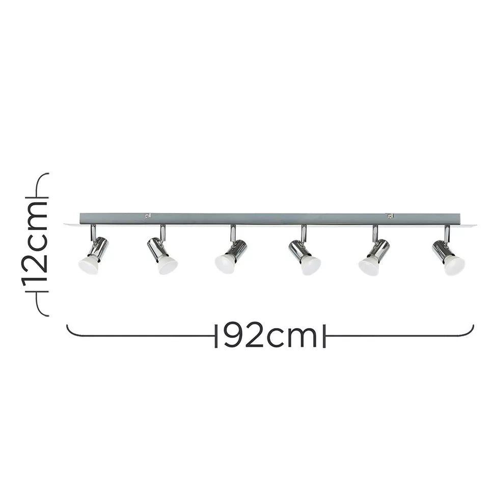 GU10 LED-Compatible 6-Way Light Chrome Finish UK

