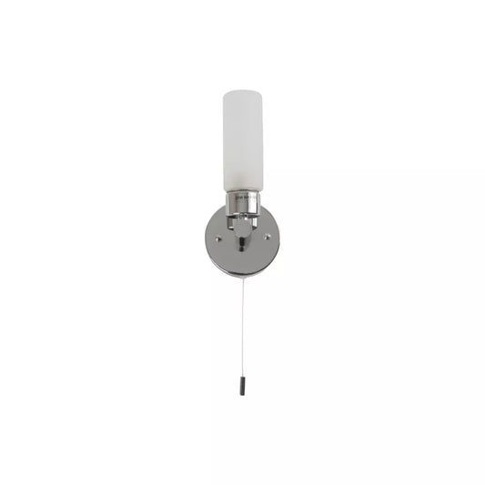 Modern Polished Silver Chrome & Reeded Glass Shade IP44 Bathroom Living Room Wall Light Fitting, Without Bulb