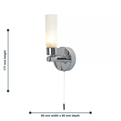 Close-up of the polished silver chrome finish and reeded glass shade

