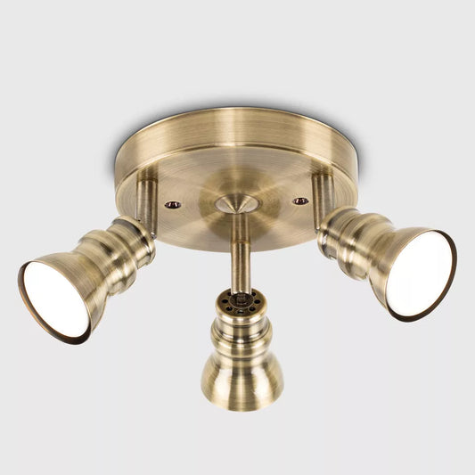 Antique Brass 3-Way Ceiling Spotlight Fitting UK

