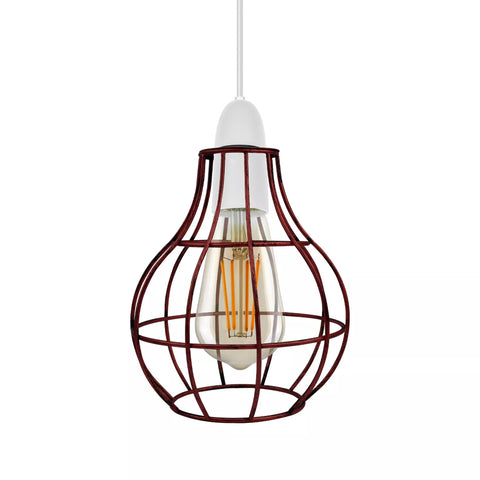 IModern retro metal pendant light shade hanging in a cozy kitchen

