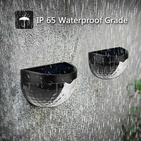 Sleek design solar lights mounted on a patio wall

