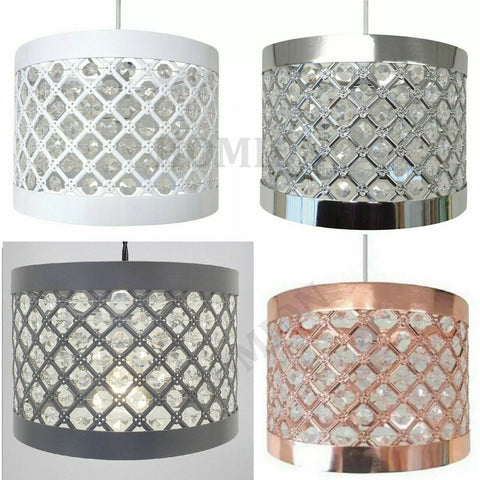 Modern Sparkly Ceiling Pendant Light Shade Jewel Lamp Easy Fit Fitting New
